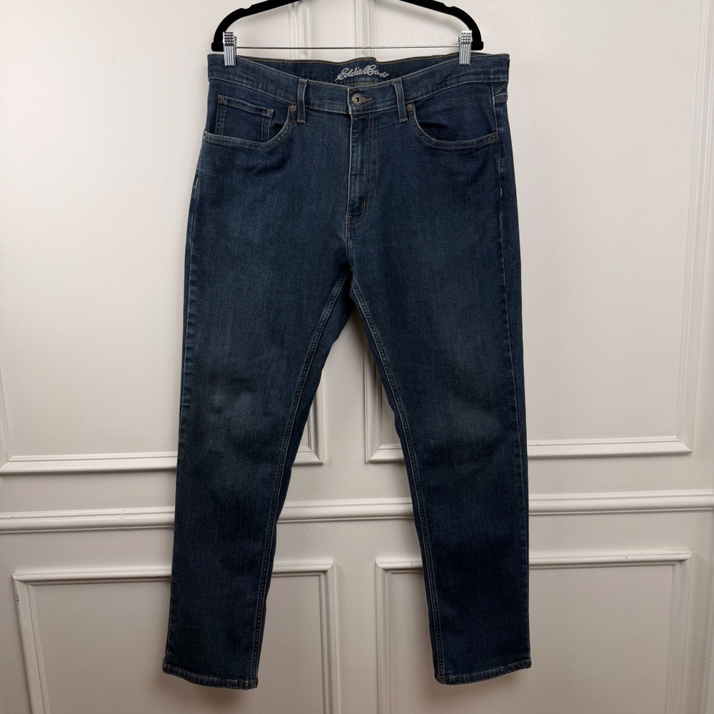 Eddie Bauer Mens 38x32 Dark Wash Straight Leg Denim Jeans Blue Five Pocket